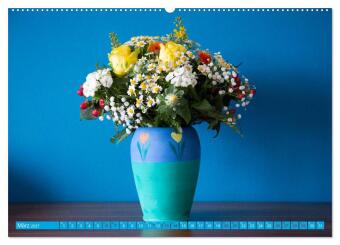 Still Life - Blumen vor der blauen Wand (Wandkalender 2027 DIN A2 quer), CALVENDO Monatskalender