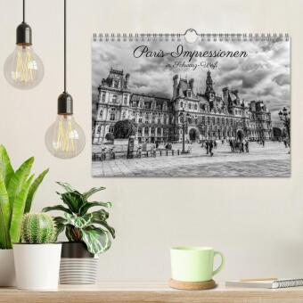 Paris-Impressionen in Schwarz-Weiß (Wandkalender 2027 DIN A4 quer), CALVENDO Monatskalender