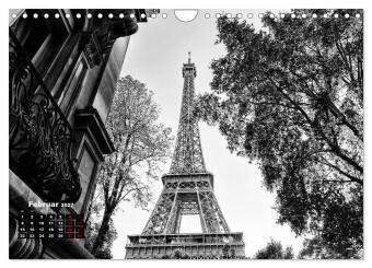 Paris-Impressionen in Schwarz-Weiß (Wandkalender 2027 DIN A4 quer), CALVENDO Monatskalender