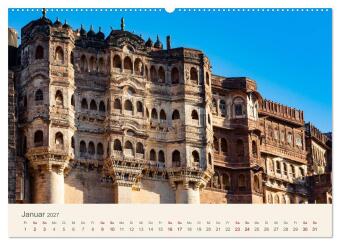 Rajasthan - Architektur im Land der Könige (hochwertiger Premium Wandkalender 2027 DIN A2 quer), Kunstdruck in Hochglanz