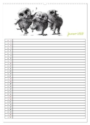 Tieronisch Eulen (hochwertiger Premium Wandkalender 2027 DIN A2 hoch), Kunstdruck in Hochglanz