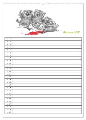 Tieronisch Eulen (hochwertiger Premium Wandkalender 2027 DIN A2 hoch), Kunstdruck in Hochglanz