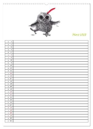 Tieronisch Eulen (hochwertiger Premium Wandkalender 2027 DIN A2 hoch), Kunstdruck in Hochglanz