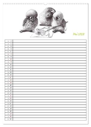 Tieronisch Eulen (hochwertiger Premium Wandkalender 2027 DIN A2 hoch), Kunstdruck in Hochglanz