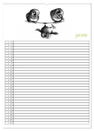 Tieronisch Eulen (hochwertiger Premium Wandkalender 2027 DIN A2 hoch), Kunstdruck in Hochglanz