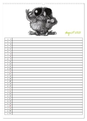 Tieronisch Eulen (hochwertiger Premium Wandkalender 2027 DIN A2 hoch), Kunstdruck in Hochglanz