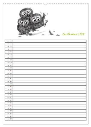 Tieronisch Eulen (hochwertiger Premium Wandkalender 2027 DIN A2 hoch), Kunstdruck in Hochglanz
