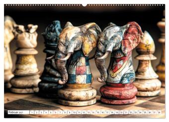 Schach - Wenn Schachfiguren Charakter zeigen (hochwertiger Premium Wandkalender 2027 DIN A2 quer), Kunstdruck in Hochglanz