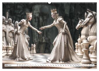 Schach - Wenn Schachfiguren Charakter zeigen (hochwertiger Premium Wandkalender 2027 DIN A2 quer), Kunstdruck in Hochglanz