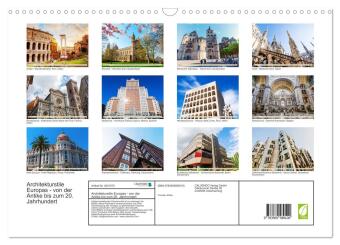 Architekturstile Europas - von der Antike bis zum 20. Jahrhundert (Wandkalender 2027 DIN A3 quer), CALVENDO Monatskalender