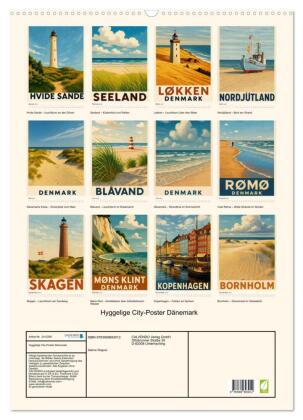 Hyggelige City-Poster Dänemark (Wandkalender 2027 DIN A2 hoch), CALVENDO Monatskalender