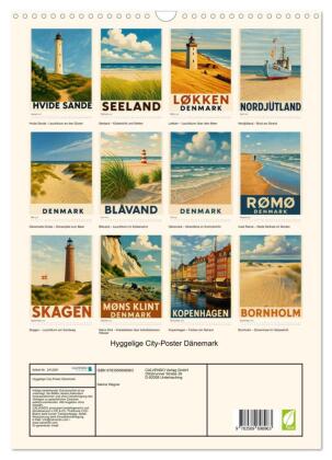 Hyggelige City-Poster Dänemark (Wandkalender 2027 DIN A3 hoch), CALVENDO Monatskalender