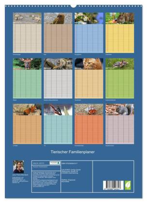 Tierischer Familienplaner (hochwertiger Premium Wandkalender 2027 DIN A2 hoch), Kunstdruck in Hochglanz