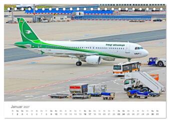 Große und kleine Flieger am Flughafen (Tischkalender 2027 DIN A5 quer), CALVENDO Monatskalender