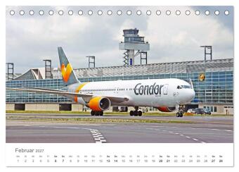 Große und kleine Flieger am Flughafen (Tischkalender 2027 DIN A5 quer), CALVENDO Monatskalender