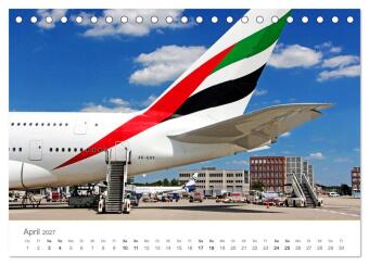 Große und kleine Flieger am Flughafen (Tischkalender 2027 DIN A5 quer), CALVENDO Monatskalender