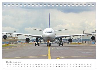 Große und kleine Flieger am Flughafen (Tischkalender 2027 DIN A5 quer), CALVENDO Monatskalender