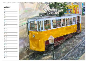 Lissabon - Stadtrundgang in Aquarell-Illustrationen (Wandkalender 2027 DIN A2 quer), CALVENDO Monatskalender