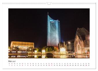 Leipzig bei Nacht (Wandkalender 2027 DIN A3 quer), CALVENDO Monatskalender
