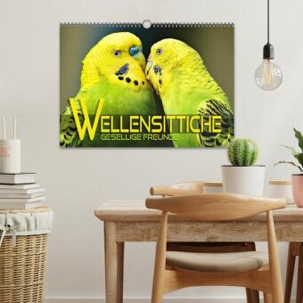 Wellensittiche - gesellige Freunde (Wandkalender 2027 DIN A3 quer), CALVENDO Monatskalender