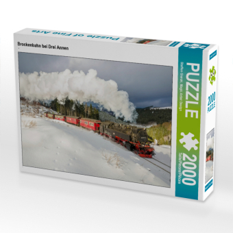 CALVENDO Puzzle Brockenbahn bei Drei Annen 2000 Teile Puzzle quer | 2000 Teile Lege-Größe 90 × 67 cm Foto-Puzzle für glückliche Stunden