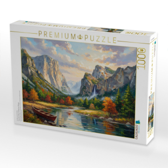 CALVENDO Puzzle Yosemite Valley mit Boot am Morgen | 1000 Teile Lege-Größe 64 × 48 cm Foto-Puzzle für glückliche Stunden