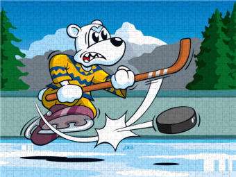 CALVENDO Puzzle Hockey Eisbär! 2000 Teile Puzzle quer | 2000 Teile Lege-Größe 90 × 67 cm Foto-Puzzle für glückliche Stunden