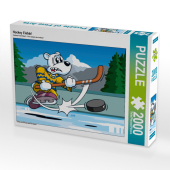 CALVENDO Puzzle Hockey Eisbär! 2000 Teile Puzzle quer | 2000 Teile Lege-Größe 90 × 67 cm Foto-Puzzle für glückliche Stunden
