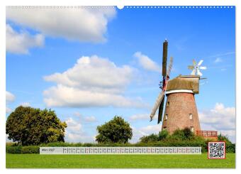 Die schönsten Windmühlen am Niederrhein (Wandkalender 2027 DIN A2 quer), CALVENDO Monatskalender