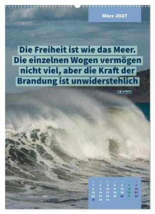Verrückt nach MEER - Wellen - Strand - Zitate (Wandkalender 2027 DIN A2 hoch), CALVENDO Monatskalender