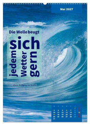 Verrückt nach MEER - Wellen - Strand - Zitate (Wandkalender 2027 DIN A2 hoch), CALVENDO Monatskalender