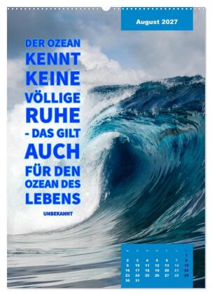 Verrückt nach MEER - Wellen - Strand - Zitate (Wandkalender 2027 DIN A2 hoch), CALVENDO Monatskalender