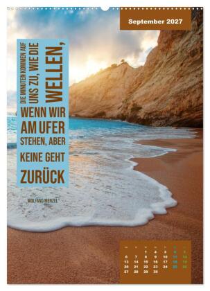 Verrückt nach MEER - Wellen - Strand - Zitate (Wandkalender 2027 DIN A2 hoch), CALVENDO Monatskalender