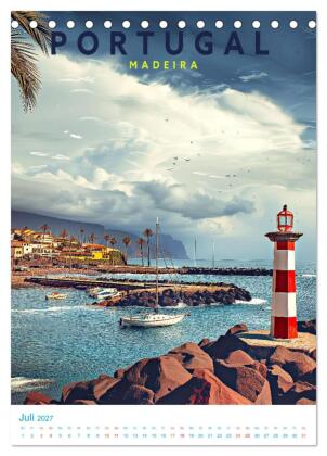 Portugal - Old School Poster Style (Tischkalender 2027 DIN A5 hoch), CALVENDO Monatskalender