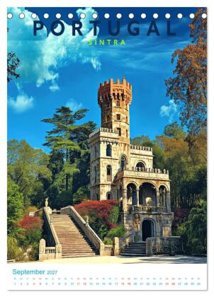 Portugal - Old School Poster Style (Tischkalender 2027 DIN A5 hoch), CALVENDO Monatskalender