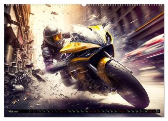 Motorrad Speed (hochwertiger Premium Wandkalender 2027 DIN A2 quer), Kunstdruck in Hochglanz