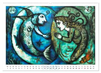 Die zwölf Tierkreiszeichen (Wandkalender 2027 DIN A2 quer), CALVENDO Monatskalender