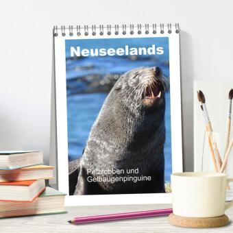 Neuseelands Pelzrobben und Gelbaugenpinguine (Tischkalender 2027 DIN A5 hoch), CALVENDO Monatskalender