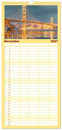 Familienplaner 2027 - Die Golden Gate Bridge - Ikone am Pazifik mit 5 Spalten (Wandkalender, 21 x 45 cm) CALVENDO