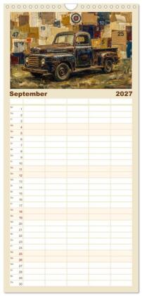 Familienplaner 2027 - Patina und PS mit 5 Spalten (Wandkalender, 21 x 45 cm) CALVENDO