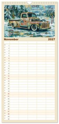 Familienplaner 2027 - Patina und PS mit 5 Spalten (Wandkalender, 21 x 45 cm) CALVENDO