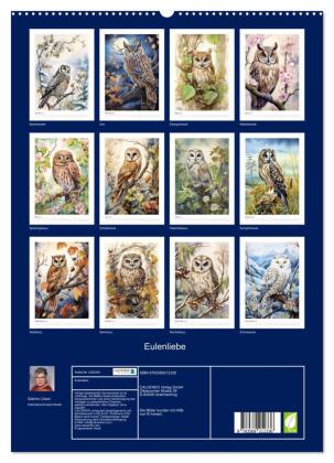 Eulenliebe (hochwertiger Premium Wandkalender 2027 DIN A2 hoch), Kunstdruck in Hochglanz