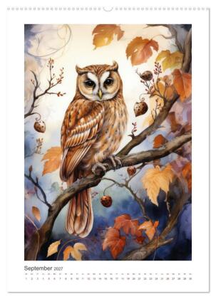 Eulenliebe (hochwertiger Premium Wandkalender 2027 DIN A2 hoch), Kunstdruck in Hochglanz