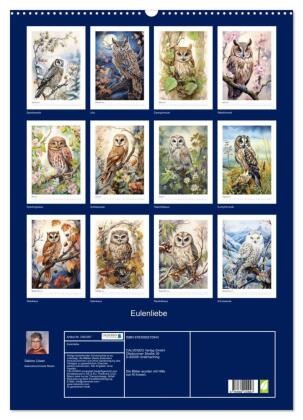 Eulenliebe (Wandkalender 2027 DIN A2 hoch), CALVENDO Monatskalender
