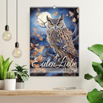 Eulenliebe (Wandkalender 2027 DIN A2 hoch), CALVENDO Monatskalender