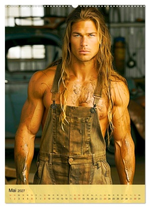 In der Werkstatt. Männer, Muskeln, coole Typen (hochwertiger Premium Wandkalender 2027 DIN A2 hoch), Kunstdruck in Hochglanz
