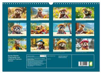 Kecke Marder. Charmante und niedliche Fashion-Ikonen (Wandkalender 2027 DIN A3 quer), CALVENDO Monatskalender