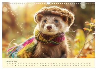 Kecke Marder. Charmante und niedliche Fashion-Ikonen (Wandkalender 2027 DIN A3 quer), CALVENDO Monatskalender