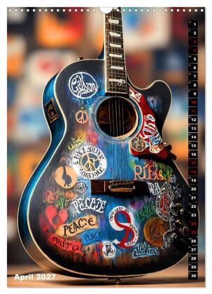 Traumhafte Gitarren (Wandkalender 2027 DIN A3 hoch), CALVENDO Monatskalender