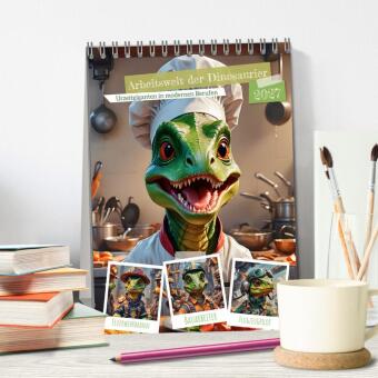 Arbeitswelt der Dinosaurier (Tischkalender 2027 DIN A5 hoch), CALVENDO Monatskalender